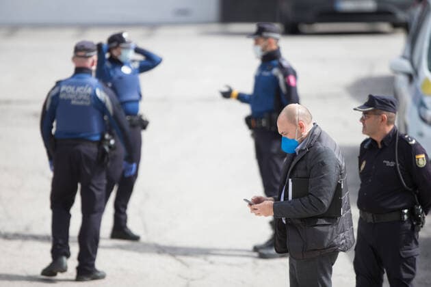 March 24, 2020, Madrid, MADRID, SPAIN: Details of the movements of security officers in the morgue installed in the Ice Palace during tennth day after the Government declared the state of alarm in Spain and recommended people to stay at home to fight coronavirus COVID-19 on March 24, 2020 in Madrid, Spain Madrid SPAIN - ZUMAa181 20200324_zaa_a181_085 Copyright: xJoaquinxCorcherox