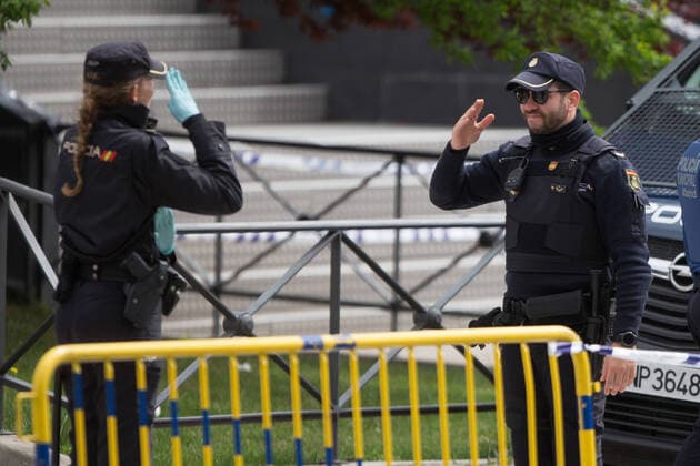 March 24, 2020, Madrid, MADRID, SPAIN: Details of the movements of security officers in the morgue installed in the Ice Palace during tennth day after the Government declared the state of alarm in Spain and recommended people to stay at home to fight coronavirus COVID-19 on March 24, 2020 in Madrid, Spain Madrid SPAIN - ZUMAa181 20200324_zaa_a181_068 Copyright: xJoaquinxCorcherox