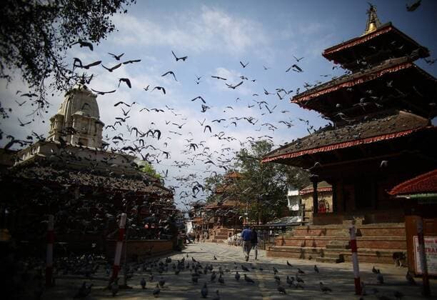 (200324) -- KATHMANDU, March 24, 2020 -- Photo taken on March 24. 2020 shows Basantapur Durbar Square in Kathmandu, Nepal, March 24, 2020. Nepal on Monday decided to enforce a national lockdown for a week effective from Tuesday to prevent the spread of COVID-19. (Photo by Xinhua) NEPAL-KATHMANDU-COVID-19-LOCKDOWN SulavxShrestha 