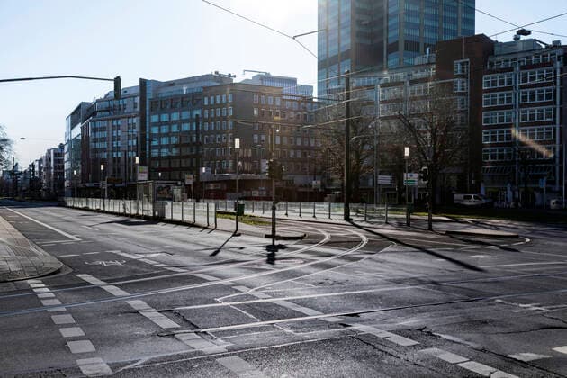 Maßnahmen aufgrund Coronavirus Pandemie, leere Innenstadt Düsseldorf