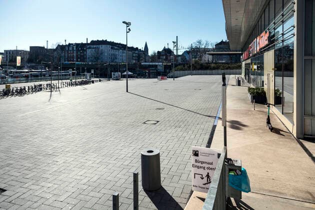 Maßnahmen aufgrund Coronavirus Pandemie, leere Stadt Düsseldorf, Düsseldorf Arcaden an der Friedrichstraße