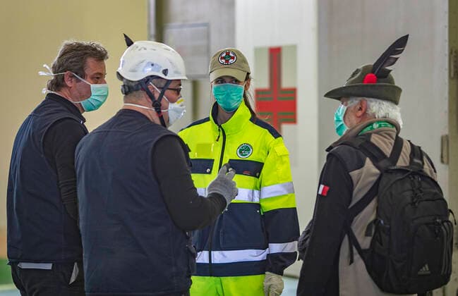 Bergamo Coronavirus - work on the construction of the hospital in Campo dell ANA (national alpine association) in the Fair area continues; (Foto & xa9;Sergio Agazzi Fotogramma, Bergamo - 2020-03-24) p.s. la foto e utilizzabile nel rispetto del contesto in cui e stata scattata, e senza intento diffamatorio del decoro delle persone rappresentate  Copyright: xFotox& xa9;SergioxAgazzix xFOTOGRAMMAx