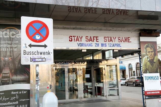 Coronavirus Sars-CoV-2 COVID-19: Kinos geschlossen Wien, Ring, Gartenbaukino, 24.02.2020 Stay Safe Stay Sane Wien Austria