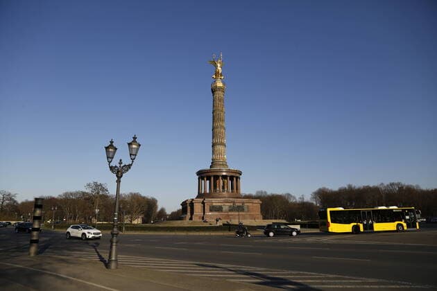 Verkehr an der Siegessäule während der Corona-Pandemie am 24.03.2020