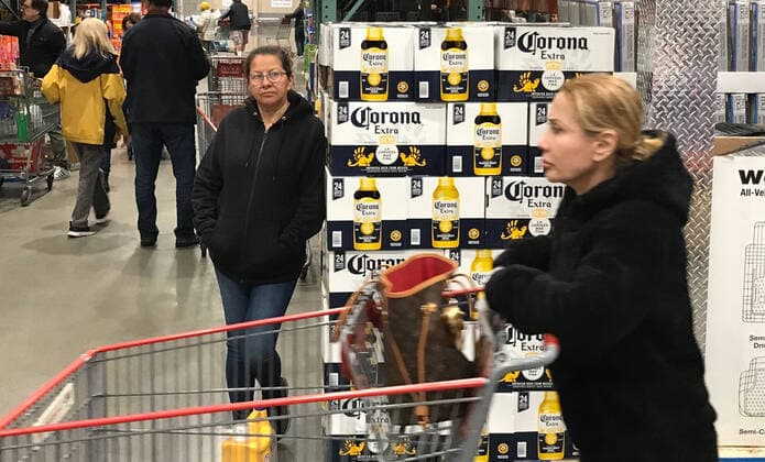 People still not buying Corona Beer Tuesday, March 24,2020. Van Nuys CA USA. Costco will be open Tuesdays and Thursday at 8-9am to help the 65 and over people to help them get what they need. Van Nuys USA - ZUMAbl1_ 20200324_zaf_bl1_013 Copyright: xGenexBlevinsx