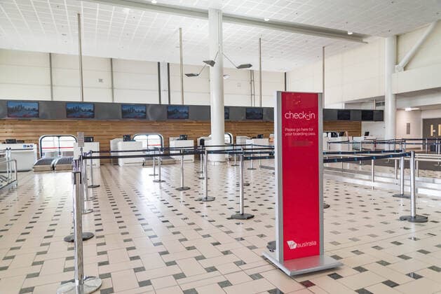March 25, 2020, Brisbane, Australia: Brisbane Airport departures gate is pictured empty. .Australia and many countries are shutting borders after Covid-19 spread rapidly. Brisbane Australia - ZUMAs197 20200325_zaa_s197_018 Copyright: xFlorentxRolsx