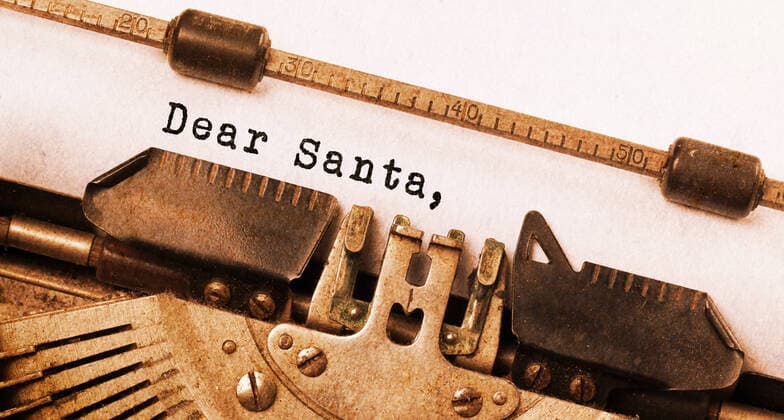 Vintage inscription made by old typewriter Vintage inscription made by old typewriter, Dear Santa  Copyright: xmichaklootwijkx 13408554