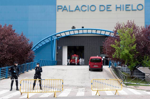 The Ice Palace in Madrid turned into an emergency morgue during the health crisis due to the Covid-19 virus pandemic - Coronaviruss. March 24,2020. (2020032408)