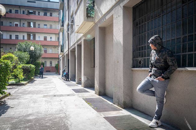 Milan - life in apartment buildings at the time of the Coronavirus. Popular houses viale Publie, Piazzale Cuoco area Editorial Usage Only  Copyright: xx xIPAx