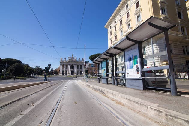 Rome: St John s Square deserted during Covid-19 St John s Square in Rome with few cars and few people, on the morning of Wednesday 25 March 2020, during the Covid-19 pandemic Roma RM Italy Copyright: MatteoxNardone