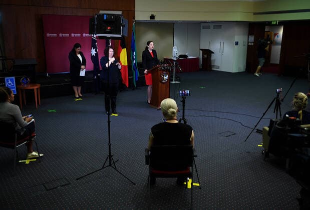 QUEENSLAND SCHOOLS COVID-19 PRESSER, Queensland Premier Annastacia Palaszczuk speaks during a press conference at Parliament House in Brisbane, Thursday, March 26, 2020. They have announced that Queensland schools will be student-free from next week due to the coronavirus COVID-19 pandemic. ( NO ARCHIVING, EDITORIAL USE ONLY, NO USE IN BOOKS WITHOUT CONSENT BRISBANE QUEENSLAND AUSTRALIA  Copyright: xDANxPELEDx 20200326001460059036