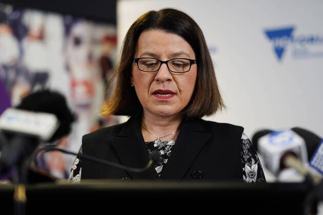 JENNY MIKAKOS CORONAVIRUS PRESSER, Victorian Health Minister Jenny Mikakos speaks to the media during a press conference in Melbourne, Thursday, March 26, 2020. A third man in his 70s has died from coronavirus in Victoria, taking the national toll to 12. There are now 520 confirmed Victorian coronavirus cases. ( NO ARCHIVING, EDITORIAL USE ONLY, NO USE IN BOOKS WITHOUT CONSENT MELBOURNE VICTORIA AUSTRALIA  Copyright: xSTEFANxPOSTLESx 20200326001460128626