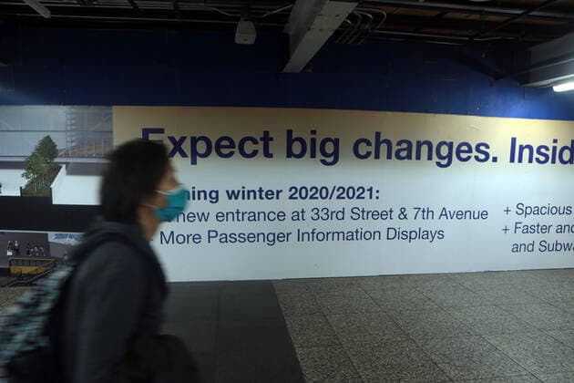 NEW YORK, NY - MARCH 25: New York City under Stay at Home orders from New York State Governor Andrew Cuomo leaves NYC a virtual ghost town from trains to the streets, amidst the coronavirus epidemic where federal hospitals are being built at the Jacob Javits Center to offset the expected increase in new patients. March 25, 2020. Copyright: xx