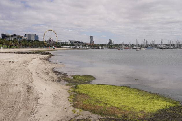 AUSTRALIA CORONAVIRUS COVID-19, A general view of an empty Eastern Beach in Geelong, Thursday, March 26, 2020. Beaches and playgrounds in Geelong are closed amid the growing coronavirus pandemic. A shutdown of non-essential services is in effect Australia wide in a bid to slow the spread of the coronavirus (COVID-19) disease. ( NO ARCHIVING, EDITORIAL USE ONLY, NO USE IN BOOKS WITHOUT CONSENT GEELONG VIC AUSTRALIA  Copyright: xSCOTTxBARBOURx 20200326001460195350