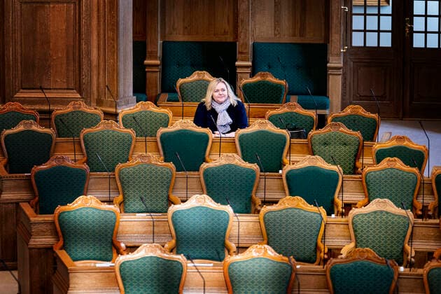 Folketinget behandler forslag fra regeringen om COVID-19 hastelovgivning, i Folketingssalen paa Christiansborg torsdag den 26. marts 2020.. , Copenhagen Denmark Copyright: RitzauxScanpix IdaxGuldbaekxArentsenx cop108 spdk20200326-110357-L