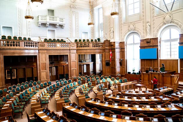 Folketinget behandler forslag fra regeringen om COVID-19 hastelovgivning, i Folketingssalen paa Christiansborg torsdag den 26. marts 2020.. , Copenhagen Denmark Copyright: RitzauxScanpix IdaxGuldbaekxArentsenx cop108 spdk20200326-110413-L