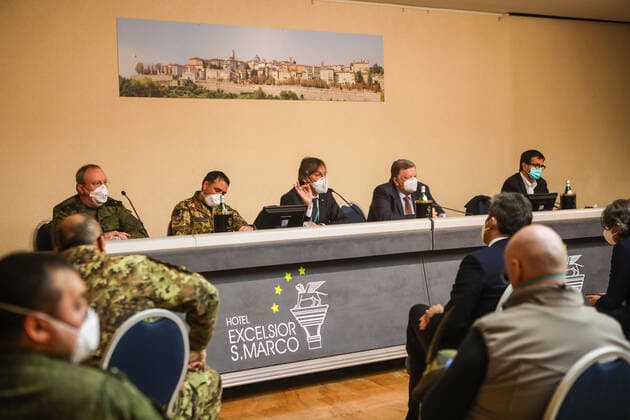Bergamo, Hotel Excelsior, 26-03-2020. Press conference of the Russian team who came to Italy to help the country fight Covid-19.  Copyright: xSimonexBergamaschix xIPAx xSimonexBergamaschix