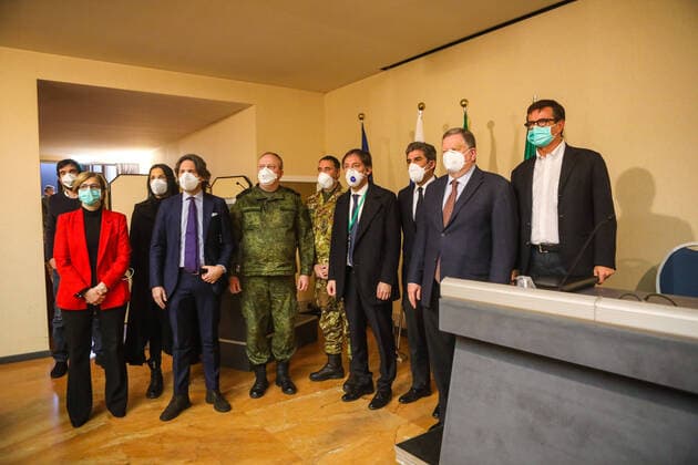 Bergamo, Hotel Excelsior, 26-03-2020. Press conference of the Russian team who came to Italy to help the country fight Covid-19.  Copyright: xSimonexBergamaschix xIPAx xSimonexBergamaschix