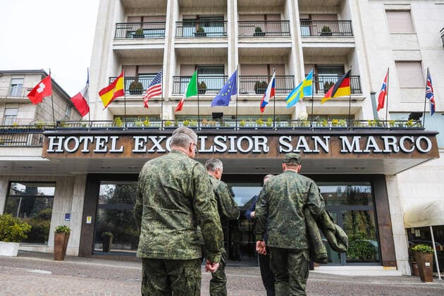Bergamo, Hotel Excelsior, 26-03-2020. Press conference of the Russian team who came to Italy to help the country fight Covid-19.  Copyright: xSimonexBergamaschix xIPAx xSimonexBergamaschix