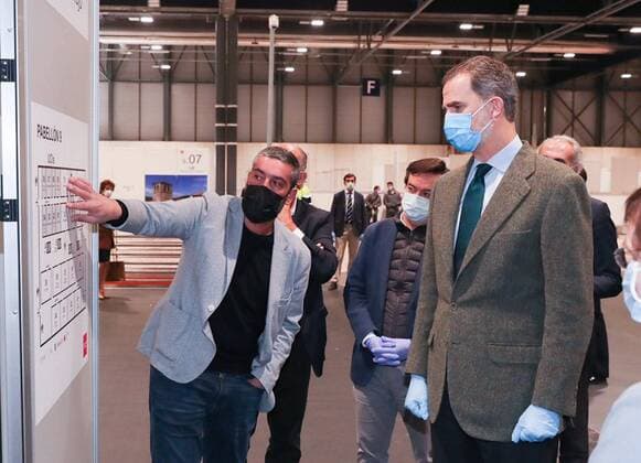 King Felipe VI visits the IFEMA hospital in Madrid, Thursday, March 26, 2020 Cordon Press