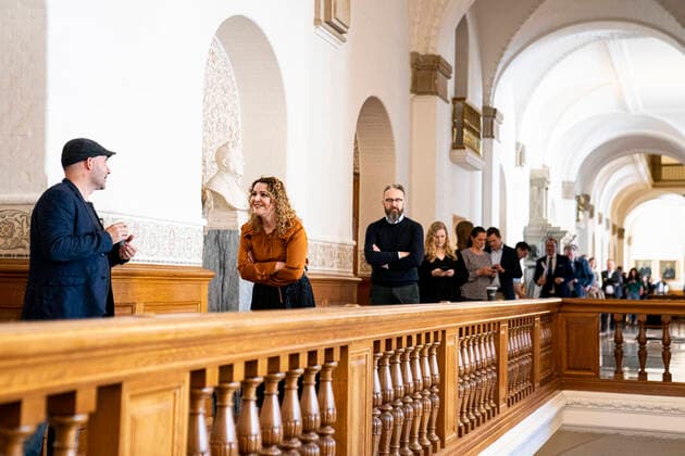 MF ere staar i koe i Vandrehallen paa Christiansborg, foran Folketingssalen, ved afstemning om COVID-19 hastelovgivning, torsdag den 26. marts 2020.. , Copenhagen Denmark Copyright: RitzauxScanpix IdaxGuldbaekxArentsenx spdk20200326-150420-L