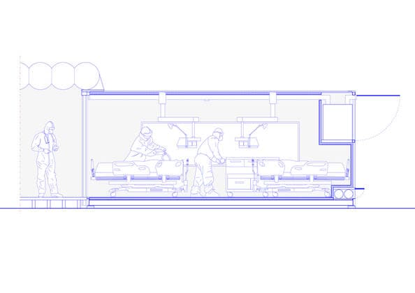 Italian architects have designed an intensive-care pod within a shipping container that could be added to hospitals fighting the coronavirus pandemic. Named Connected Units for Respiratory Ailments or CURA, which is the latin word for cure the intensive care unit (ICU) pods have been designed to increase the country s intensive care capacity. The aim is that they can be quickly deployed in cities around the world, promptly responding to the shortage of ICU space in hospitals and the spread of the disease, explained the CURA team. The first prototype unit is being built at a hospital in Milan, which is one of the cities in Italy with the most cases of coronavirus Covid-19. The units have been designed by Italian architecture studio Carlo Ratti Associati and architect Italo Rota as part of a development team including engineer Copyright: xx 40410068 EDITORIAL USE ONLY. NOT FOR USE BY NEWSPAPERS BASED IN THE UK.