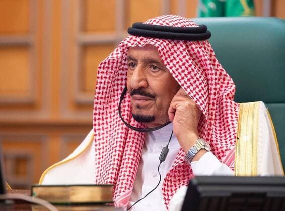 (200326) -- RIYADH, March 26, 2020 (Xinhua) -- Saudi King Salman bin Abdulaziz al Saud attends the extraordinary G20 leaders virtual summit in Riyadh, Saudi Arabia, March 26, 2020. Saudi King Salman bin Abdulaziz al Saud called on Thursday upon the G20 countries to take responsibility for combating the COVID-19 pandemic. (Department of Public Information of Saudi Arabia Handout via Xinhua) SAUDI ARABIA-RIYADH-KING-G20-COVID-19 