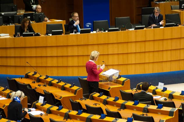 The European Parliament is meeting today in Brussels to legislate on the various European measures to be taken in the fight against the Coronavirus. This parliamentary session took on a particular color, knowing that the vast majority of parliamentarians were not present in the hemicycle since often in confinement in their own country and therefore followed the debates by videoconference.  NicolasxLandemardx xLexPictorium LePictorium_0226515