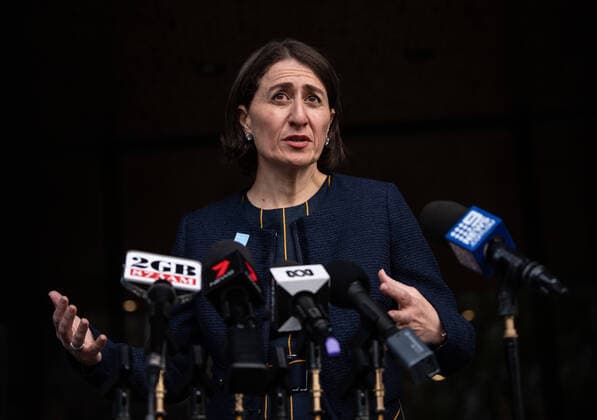 GLADYS BEREJIKLIAN CORONAVIRUS PRESSER, NSW Premier Gladys Berejiklian speaks to the media during a press conference in Sydney, Friday, March 27, 2020. ( NO ARCHIVING, EDITORIAL USE ONLY, NO USE IN BOOKS WITHOUT CONSENT SYDNEY NSW AUSTRALIA  Copyright: xJAMESxGOURLEYx 20200327001460361208