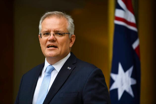 SCOTT MORRISON CORONAVIRUS UPDATE, Australian Prime Minister Scott Morrison speaks to the media during a press conference at Parliament House in Canberra, Friday, March 27, 2020. ( NO ARCHIVING, EDITORIAL USE ONLY, NO USE IN BOOKS WITHOUT CONSENT CANBERRA ACT AUSTRALIA  Copyright: xLUKASxCOCHx 20200327001460391566