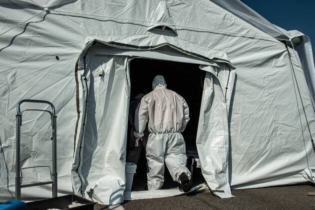 Cremona, The American NGO Samaritan s Purse inaugurates the camp hospital covid-19 equipped with respirators donated to the Hospital of Cremona. sanitizing the environments NicolaMarfisi*2020 1007_04_NIMA200320-404