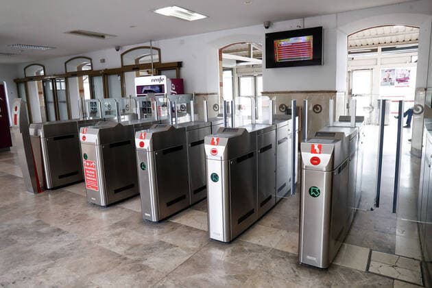 March 27, 2020, Valdemoro, MADRID, SPAIN: Illustration, A general view of the Renfe train station in Valdemoro during the second week after the Government declared the state of alarm in Spain and recommended people to stay at home to fight coronavirus COVID-19 on March 27, 2020 in Valdemoro, Madrid, Spain Valdemoro SPAIN - ZUMAa181 20200327_zaa_a181_032 Copyright: xOscarxJ.xBarrosox