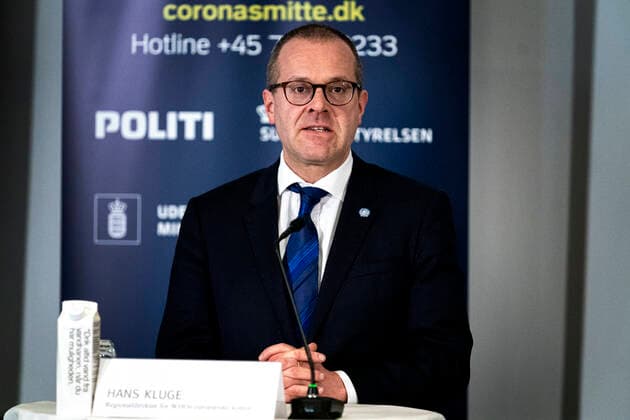 Direktoer for WHO Europa, Hans Kluge. Sundhedsstyrelsens direktoer, Soeren Brostroem, afholder pressebrief sammen med direktoer for WHO Europa, Hans Kluge og giver status paa den danske haandtering af coronavirus covid19 i Eigtveds Pakhus fredag den 27. marts 2020.. , Copenhagen Denmark Copyright: RitzauxScanpix IdaxGuldbaekxArentsenx cop110 spdk20200327-150425-L