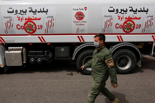 April 27, 2020, Beirut, Beirut, Lebanon: Lebanese wearing a mask as preventive measure against the coronavirus COVID-19, in Beirut, Lebanon, on March 27, 2020, as streets remain deserted after measures were taken in order to limit the spread of the Covid-19 coronavirus Beirut Lebanon - ZUMAap3_ 20200427_zaf_ap3_006 Copyright: xMarwanxTahtahx