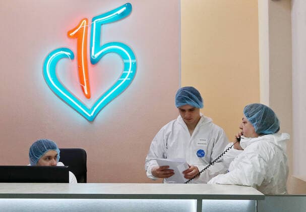 MOSCOW, RUSSIA - MARCH 27, 2020: A reception ward at Moscow s Filatov City Clinical Hospital No 15 starting to admit patients suspected of the COVID-19 infection. Stanislav Krasilnikov TASS  TS0D3A03