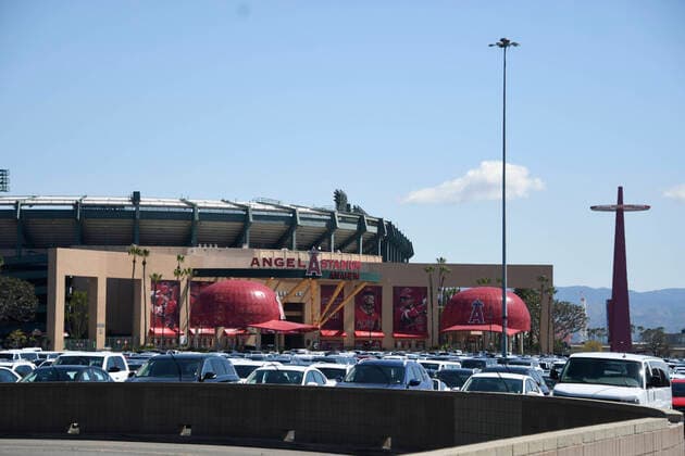 Hundreds of rental cars seen park at Anaheim Stadium Thursday, March 27,2020. Anaheim, CA USA. Due to the COVID-19 it appears that part of the ballpark property has been turned into a huge rental car storage lot as the rental business dries up during the pandemic. Anaheim USA - ZUMAbl1_ 20200327_zaf_bl1_020 Copyright: xGenexBlevinsx