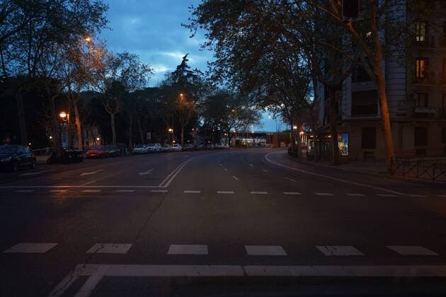 The Streets of Madrid totally empty due to the Coronavirus, Friday, March 27, 2020 Cordon Press