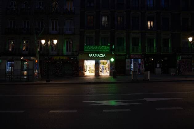 The Streets of Madrid totally empty due to the Coronavirus, Friday, March 27, 2020 Cordon Press