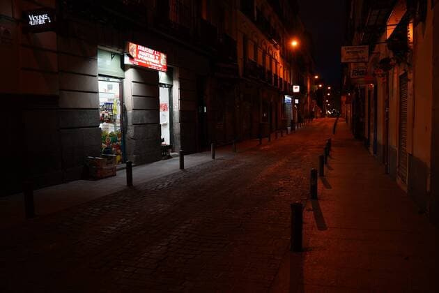 The Streets of Madrid totally empty due to the Coronavirus, Friday, March 27, 2020 Cordon Press