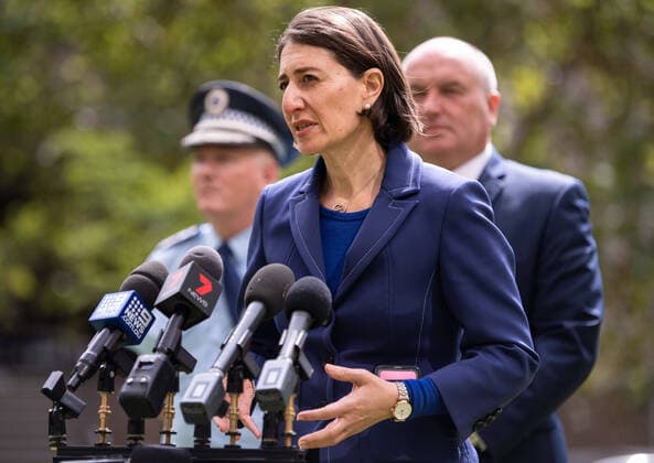 GLADYS BEREJIKLIAN CORONAVIRUS PRESSER, NSW Premier Gladys Berejiklian speaks to the media during a press conference to provide an update on the COVID-19 pandemic in NSW, Sydney, Saturday, March 28, 2020. ( NO ARCHIVING, EDITORIAL USE ONLY, NO USE IN BOOKS WITHOUT CONSENT SYDNEY NSW AUSTRALIA  Copyright: xJAMESxGOURLEYx 20200328001460541937