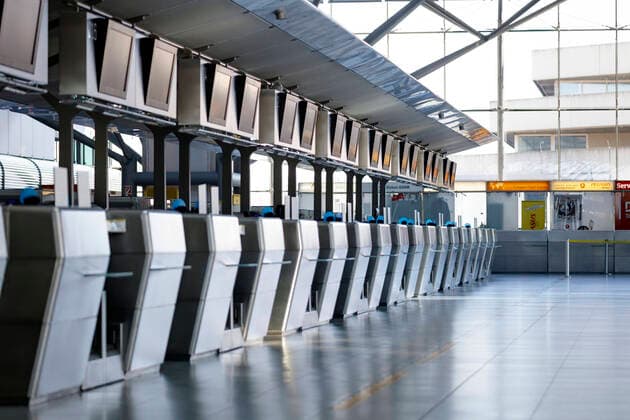 Flughafen Köln Bonn, wo es in Zeiten des Coronavirus zu Flugstornierungen kommt. Köln, 28.03.2020