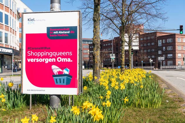 Kiel heute Samstag den 28.03.2020 - Auch heute wieder absolute Stille in der Innenstadt Kiels. Eine fast menschenlere Großstadt. Sowas hätte man sich vor Kurzem nicht vorstellen können. Kiel Altstadt Schleswig-Holstein Deutschland