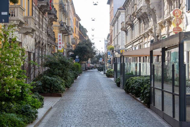 Milan, Coronavirus Covid emergency 19, via Paolo Sarpi the main artery of the Milanese Chinatown remains desolately empty and the shops closed (Massimo Alberico Fotogramma, Milan - 2020-03-28) p.s. la foto e utilizzabile nel rispetto del contesto in cui e stata scattata, e senza intento diffamatorio del decoro delle persone rappresentate  Copyright: xMassimoxAlbericox xFOTOGRAMMAx