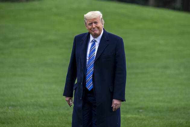 U.S. President Donald Trump walks on the South Lawn of the White House in Washington, DC on Saturday, March 28, 2020. Trump went to Naval Station Norfolk to send off The USNS COMFORT for Deployment to New York City for response to the rapid spread of the coronavirus.  WAX20200328209 TASOSxKATOPODIS