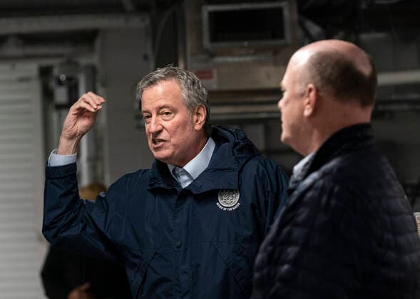 NY: UN donation of facial masks to fight COVID-19 Mayor Bill de Blasio thanks UN Secretary-General Antonio Guterres & US Ambassador Kelly Craft for donation of 250,000 surgical masks to fight COVID-19 pandemic in NYC at UN garage New York New York United States Copyright: LevxRadin