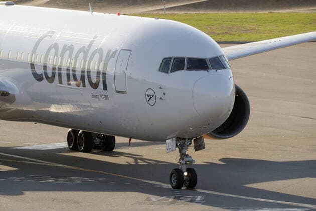 COVID-19 CRUISE PASSENGERS PERTH, The second Condor Airlines aircraft arrives at Perth International airport on Sunday, March 29, 2020. Four Condor Airlines charter flights are arriving from Frankfurt in Germany via Phuket in Thailand to repatriate passengers from the coronavirus-infected cruise ship MS Artania which docked in Fremantle harbour on Friday with approximately 800 passengers, mostly from Germany and 500 crew on board. Nine passengers and crew from the vessel have tested positive for coronavirus and were taken to hospitals in Perth. Another 46 people were showing virus-type symptoms. ( NO ARCHIVING, EDITORIAL USE ONLY, NO USE IN BOOKS WITHOUT CONSENT PERTH WA AUSTRALIA  Copyright: xRICHARDxWAINWRIGHTx 20200329001460696308