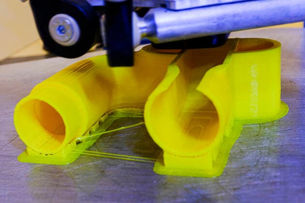 A 3D printer prints an adapter to transform a snorkelling mask distributed by Decathlon into an oxygen surgery mask to improve care for Sars-Cov2 patients seriously ill in Italians hospitals in Remade 3D graphics laboratory that participate to a project made by Isinnova who shared his idea. In Italy hospitals are almost full and more intensive care equipment is needed.  Copyright: xAntonioxBalascox xIPAx xAntonioxBalascox
