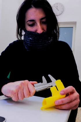 Susanna Parlato works on an adapter to transform a snorkelling mask distributed by Decathlon into an oxygen surgery mask to improve the care for Sars-Cov2 patients seriously ill in Italians hospitals in Remade 3D graphics laboratory that participate to a project made by Isinnova who shared his idea . In Italy hospitals are almost full and more intensive care equipment is needed.  Copyright: xAntonioxBalascox xIPAx xAntonioxBalascox