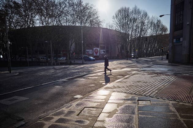 March 29, 2020, Pamplona, NAVARRA, SPAIN: Empty streets of Pamplona at the end of the second week after the Government declared the state of alarm in Spain and recommended people to stay at home to fight coronavirus COVID-19 on March 29, 2020 in Valdemoro, Madrid, Spain Pamplona SPAIN - ZUMAa181 20200329_zaa_a181_007 Copyright: xEduardoxSanzx