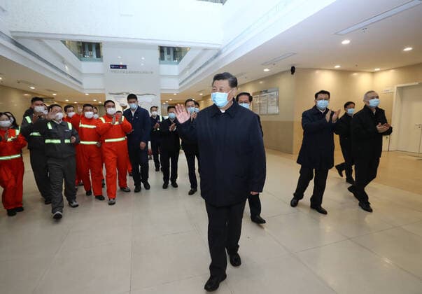 (200329) -- NINGBO, March 29, 2020 -- Chinese President Xi Jinping, also general secretary of the Communist Party of China Central Committee and chairman of the Central Military Commission, visits the Chuanshan port area of the Ningbo-Zhoushan Port in east China s Zhejiang Province, March 29, 2020. Xi on Sunday inspected the resumption of work and production in Zhejiang. ) CHINA-ZHEJIANG-XI JINPING-INSPECTION (CN) JuxPeng 